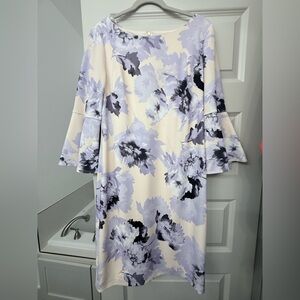 Calvin Klein Purple Floral Long Sleeve Dress